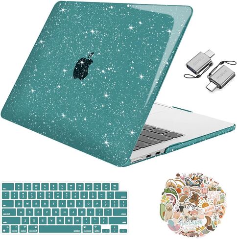 MOSISO Compatible with MacBook Air 13 inch Case 2025 2024 2023 2022 M3 A3113 M2 A2681, Glitter Sparkly Plastic Hard Shell&Keyboard Cover&Laptop Decals&Type C for MacBook Air 13.6 inch, Navy Blue in Kuwait
