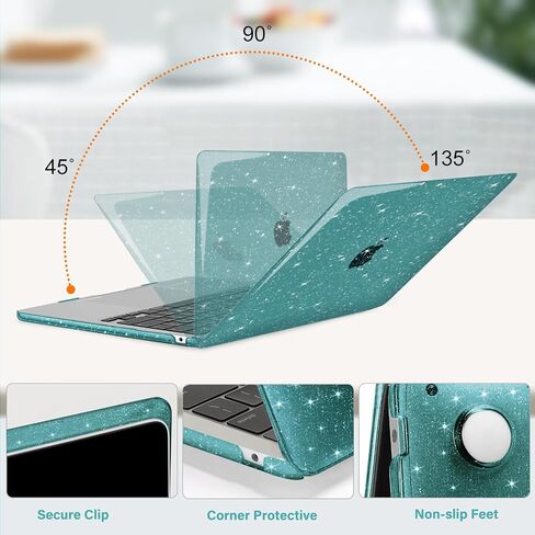 MOSISO Compatible with MacBook Air 13 inch Case 2025 2024 2023 2022 M3 A3113 M2 A2681, Glitter Sparkly Plastic Hard Shell&Keyboard Cover&Laptop Decals&Type C for MacBook Air 13.6 inch, Navy Blue in Kuwait