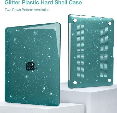 MOSISO Compatible with MacBook Air 13 inch Case 2025 2024 2023 2022 M3 A3113 M2 A2681, Glitter Sparkly Plastic Hard Shell&Keyboard Cover&Laptop Decals&Type C for MacBook Air 13.6 inch, Navy Blue in Kuwait