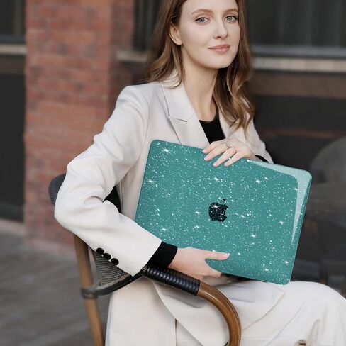 MOSISO Compatible with MacBook Air 13 inch Case 2025 2024 2023 2022 M3 A3113 M2 A2681, Glitter Sparkly Plastic Hard Shell&Keyboard Cover&Laptop Decals&Type C for MacBook Air 13.6 inch, Navy Blue in Kuwait