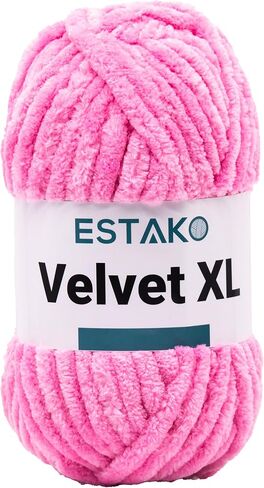 Estako Velvet XL 100% Polyester Super Bulky Weight #6 Chenille Blanket amigurumi Yarn for Crocheting and Knitting 3.53 Oz (100g) / 55 Yrds (50m) (10476 - Green) in Kuwait