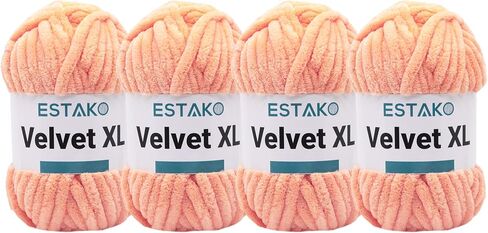 Estako Velvet XL 100% Polyester Super Bulky Weight #6 Chenille Blanket amigurumi Yarn for Crocheting and Knitting 3.53 Oz (100g) / 55 Yrds (50m) (10476 - Green) in Kuwait