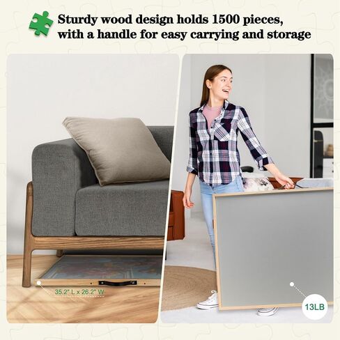 All4jig 2-in-1 لوحة ألغاز الإمالة والدوار لـ 1500 قطعة ، 35.2 "× 26.2" ، جدول ألغاز الزاوية القابل للتعديل مع 4 أدراج وغطاء واقي ، مثالي لعشاق الألغاز in Kuwait