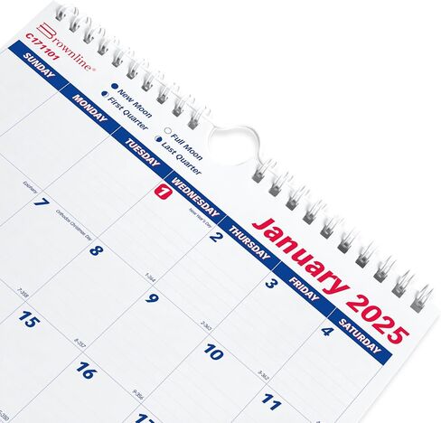 Brownline® 2025 Monthly Wall Calendar, 12 Months, January to December, Twin-Wire Binding, 8" x 11" (C171101-25) in Kuwait