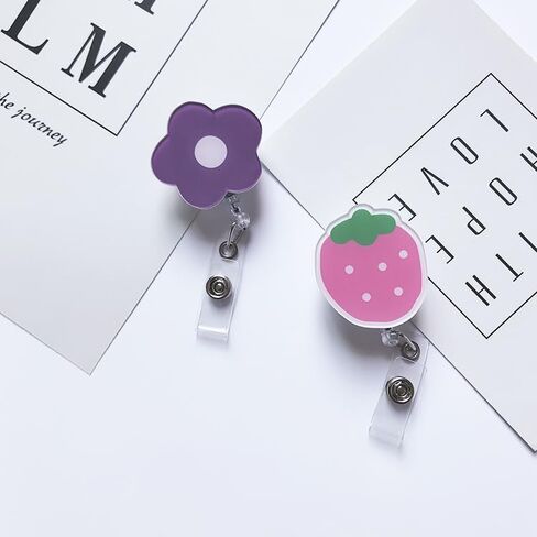 Blue Cute Badge Reel Retractable Flower Floral Nurse Badge Holder Clips Reels ID Name Clip Tag for Nursing Nurses Teacher Pharmacy Medical Lanyards Accessories，Identification Badges and Supplies in Kuwait