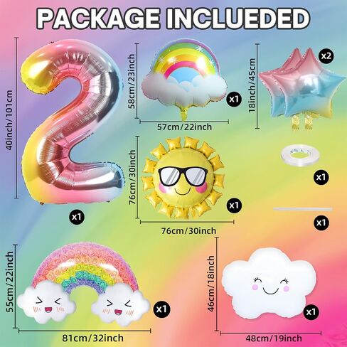 5th Birthday Decorations Girl, 5th Rainbow Birthday Balloons Set with Sun Rainbow Gradient Stars and 40 Inch Number 5 Foil Balloon for Rainbow Theme Girls 5th Birthday Party Decoration Supplies in Kuwait