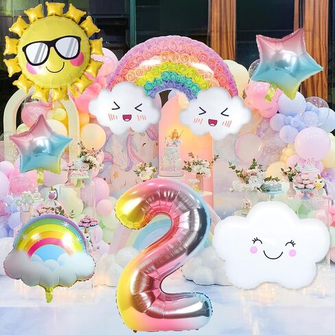 5th Birthday Decorations Girl, 5th Rainbow Birthday Balloons Set with Sun Rainbow Gradient Stars and 40 Inch Number 5 Foil Balloon for Rainbow Theme Girls 5th Birthday Party Decoration Supplies in Kuwait