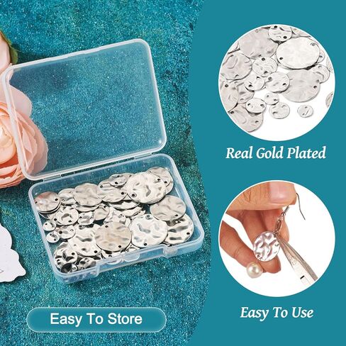 Beadthoven Assorted Sizes Colors Brass Flat Round Link Connectors for Bracelet Earrings Textured Metal Disc Link Charm Pendants Connectors for DIY Jewelry Making Craft Findings Gold/Silver/Platinum in Kuwait