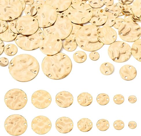 Beadthoven Assorted Sizes Colors Brass Flat Round Link Connectors for Bracelet Earrings Textured Metal Disc Link Charm Pendants Connectors for DIY Jewelry Making Craft Findings Gold/Silver/Platinum in Kuwait