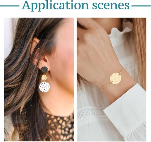 Beadthoven Assorted Sizes Colors Brass Flat Round Link Connectors for Bracelet Earrings Textured Metal Disc Link Charm Pendants Connectors for DIY Jewelry Making Craft Findings Gold/Silver/Platinum in Kuwait