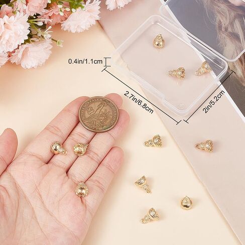 Beebeecraft 1 Box 12PCS Flower Bead Cap 18k Gold Plated Brass Cap Bail 8mm Cover Cover Cover With Loop End Cap Clasp for Jewelry Making DIY Craft in Saudi Arabia