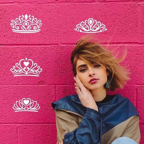 MAYJOYDIY 2pcs Crown Stencil 11.8×11.8inch Reusable King Queen Princess Crown Stencils with Paint Brush Royal Jewelry Crown Template for Wood Fabric Wall Window DIY Craft in Saudi Arabia
