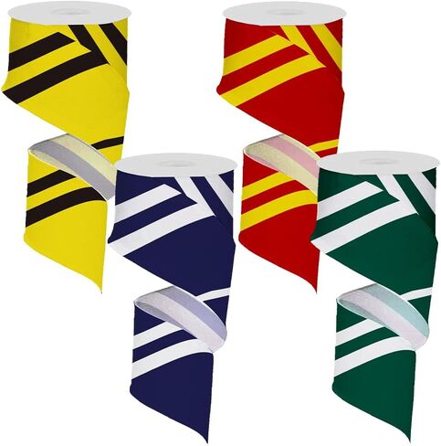 4 Rolls Wizardry Witchery Ribbon 2.5" x 3 Yards Colorful Burlap Ribbon for Wreath Crafting, Magic Stripes Wired Edge Ribbon for Gift Wrapping, Bows, Garlanad, Christmas Tree DIY Crafts in Saudi Arabia