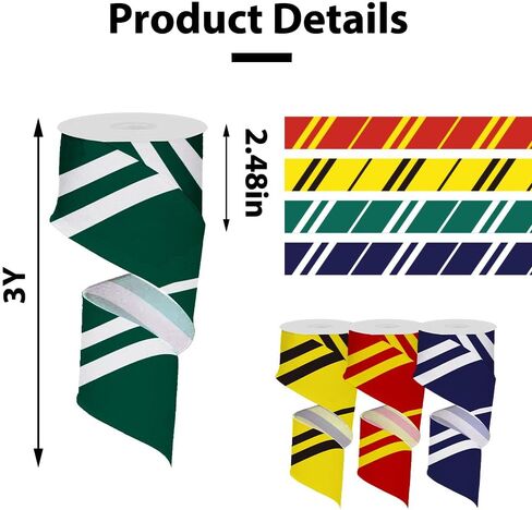 4 Rolls Wizardry Witchery Ribbon 2.5" x 3 Yards Colorful Burlap Ribbon for Wreath Crafting, Magic Stripes Wired Edge Ribbon for Gift Wrapping, Bows, Garlanad, Christmas Tree DIY Crafts in Saudi Arabia