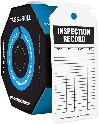 Accuform 250 Inspection and Status Record Tags by-The-Roll, Inspection Record, US Made OSHA Compliant Tags, Waterproof PF-Cardstock, Resists Tears, 6.25"x3", TAR728 in Saudi Arabia