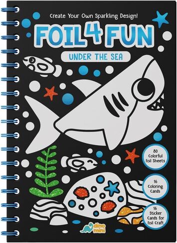 DINO MINI Foil4Fun - Foil Art for Kids - Craft Kits for Kids Ages 4-8 - Includes 16 Foil Art Pages and 16 Coloring Pages - Screen Free Birthday Gifts - Airplane Activities (Princesses & Fairies) in Saudi Arabia