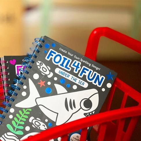 DINO MINI Foil4Fun - Foil Art for Kids - Craft Kits for Kids Ages 4-8 - Includes 16 Foil Art Pages and 16 Coloring Pages - Screen Free Birthday Gifts - Airplane Activities (Princesses & Fairies) in Saudi Arabia