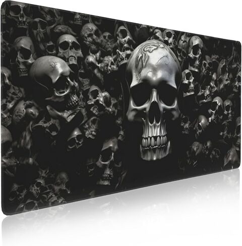 Skull Mouse Pad Gaming Mousepad Desk Mat,Smoothing Fabric Mousepad for Fluid Control,Ultra-Stable Non-Slip Rubber Base Mouse Pad,Stitched Edges(31.5x15.7 in) in Saudi Arabia