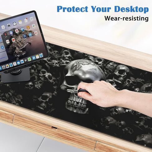 Skull Mouse Pad Gaming Mousepad Desk Mat,Smoothing Fabric Mousepad for Fluid Control,Ultra-Stable Non-Slip Rubber Base Mouse Pad,Stitched Edges(31.5x15.7 in) in Saudi Arabia