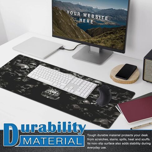 Skull Mouse Pad Gaming Mousepad Desk Mat,Smoothing Fabric Mousepad for Fluid Control,Ultra-Stable Non-Slip Rubber Base Mouse Pad,Stitched Edges(31.5x15.7 in) in Saudi Arabia
