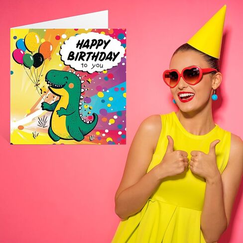 2nd Birthday Card Boy - Roarsome Dinosaur Party - Dinosaur Birthday Card for 2 Year Old Boy, Age 2 Boys Birthday Cards Second Birthday Card, 5.7 x 5.7 Inch Cute Greeting Card in Kuwait