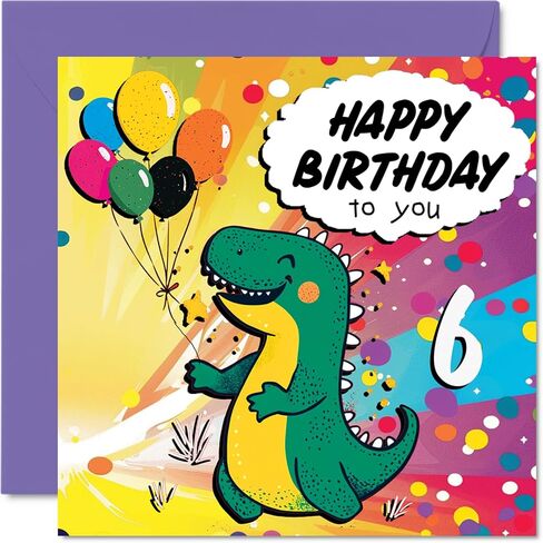 2nd Birthday Card Boy - Roarsome Dinosaur Party - Dinosaur Birthday Card for 2 Year Old Boy, Age 2 Boys Birthday Cards Second Birthday Card, 5.7 x 5.7 Inch Cute Greeting Card in Kuwait