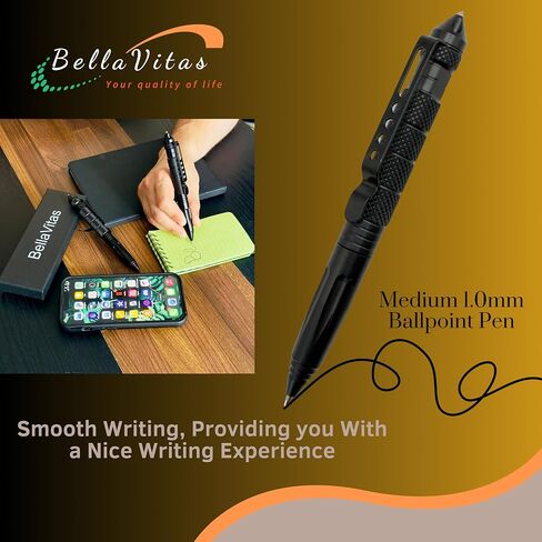 Military Tactical Pen, Emergency Glass Breaker Pen, Tactical EDC Pen, Multitool pen, Tungsten Steel Pen, Writing Fat Pen, 12 Ballpoint Pen Refills, 2 Waterproof Notebook (2 Pack) in Saudi Arabia