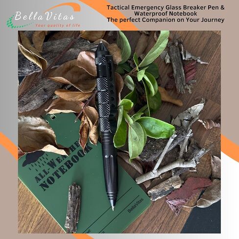 Military Tactical Pen, Emergency Glass Breaker Pen, Tactical EDC Pen, Multitool pen, Tungsten Steel Pen, Writing Fat Pen, 12 Ballpoint Pen Refills, 2 Waterproof Notebook (2 Pack) in Saudi Arabia