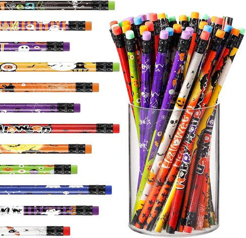 60 Pieces Halloween Pencils Bulk Pumpkin Ghost Trick or Treat Wooden Pencils with Eraser for Kids Students Class Reward Gift for Halloween Favors Supplies in Saudi Arabia