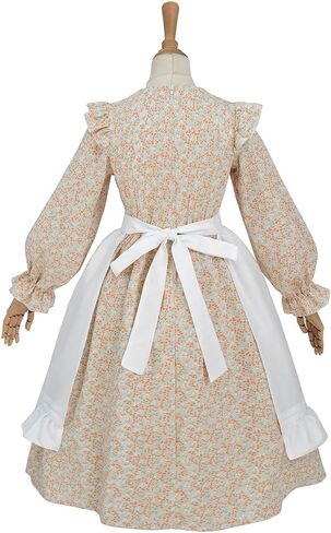 Nuoqi Colonial Dress Girls Pioneer Prairie Dress Laura Ingalls Wilder Costume with Apron in Kuwait