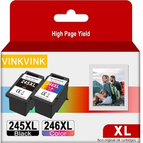 PG-245XL CL-246XL Black/Tri-Color Combo Pack Replacement for Canon 245XL Ink Cartridges for PIXMA MG2420 MG2520 MG2522 MG2525 MG2920 MG2922 MG2924 MG3020 TR4520 TS202 TS302 MG3029 (1 Balck 1 Color)