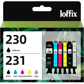 PGI230XL CLI231XL Ink Cartridges Compatible with Canon 230XL 231XL PGI-230 CLI-231 230 231 Ink Cartridges Compatible with Canon PIXMA Inkjet Printer TS8820 (PGBK/BK/C/M/Y/GY, 6 Pack)