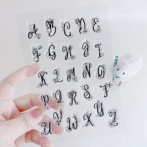 26 Flower Leaf Capital Letters Clear Stamps for Card Making Decoration DIY Scrapbooking,26 Blossom Leaves Upper Alphabet Silicone Transparent Seal Clear Stamps for Embossing Album Decor Craft.