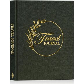 Lanpn Travel Photo Journal Book for Women Men with Prompt, Linen Travel Log Diary Scrapbook Notebook Memory Book with 15 Trips, Traveling Adventure Vacation Journal Travelers Gifts (Green, 110 Pages)