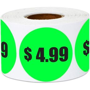 $2.99 Labels - 2 Dollar 99 Cent Stickers for Sales, Garage Sales, Dollar Stores, Retail, Groceries - 300 Count Green Circle Label - 1.5 Inch Stickers