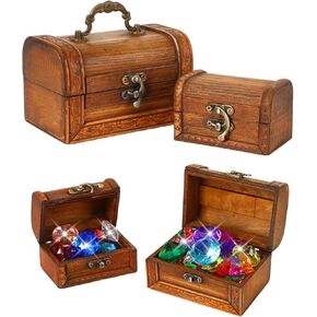 Marforever Diving Gem Pool Toys ، 2 PCS Pirate Wooden Treasure Treasure Chest Pool Boxes Collectures Collections Collection Fox for Summer Underwater Swim Party Games Pirate Toy (فقط Box No Gem)