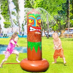 5 Ft Inflatable Sprinkler for Kids, Inflatable Tiki Totem Water Sprinkler Spray Toy Fun Gifts for Adults Outdoor Yard Hawaiian Luau Party Decoration Supplies, Tiki Sprinkler Summer Pool Water Toys