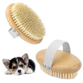 Pet Palm Brush for Dogs & Cats, Puppy Hand Brush for Massaging Grooming Shedding, Soft Bristle Kitten Brush Efficient Pet Loose Hair Remover Comb Supplies for Long and Short Hair Pets(Brown)