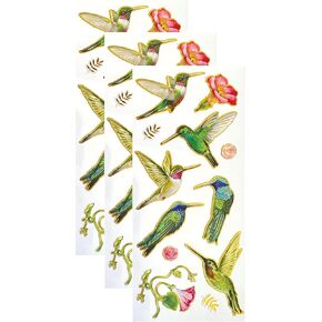 Paper House Productions Shiny Foil Enamel Effect Sticker Sheet for Crafts, Scrapbooking & Collecting - Hummingbirds
