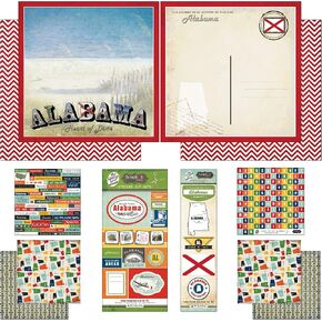 Scrapbook Customs Themed Paper and Stickers Scrapbook Kit, Alabama Vintage 12 inch by 12 inch
