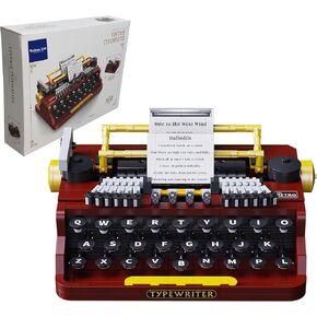 Retro Typewriter Building Block Set Toy, Creative Collectible Vintage Typer Model with Pressable Buttons, Home Décor Gift Ideas for Kids and Adults (1160 pcs)