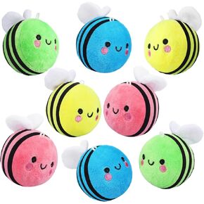 8 Pcs 3 Inch Plush Bee Stuffed Animal Soft Cute Small bee Realistic Cartoon Little Honey Toy Adorable Doll for Baby Shower Decor Birthday Party Decorations DIY, 4 Colors