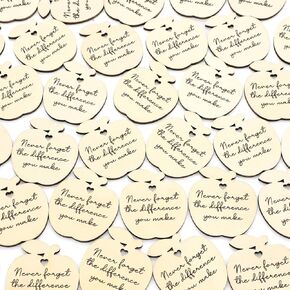 48 PCS Teacher Teacher Education Tokens Bulk لا تنسى أبدًا الفرق الذي تجعل من المرجعية الخشبية على شكل Apple على شكل تفاحة التذكار لموظفي الأخصائي الاجتماعي هدية الموظف المتطوع (HEART)