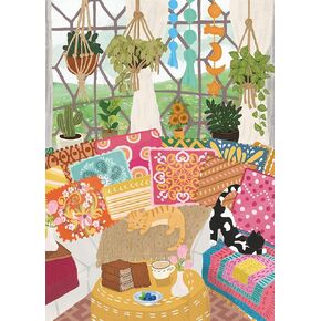 Plant Cat Puzzle for Adult 1000 Piece, Art Puzzle for Adults Painting, Houseplant Kitten Jigsaw Puzzle 1000 Piece