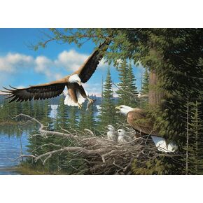 Cobble Hill 1000 Piece Puzzle - Nesting Eagles - Sample Poster Included