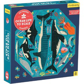 Mudpuppy’s Ocean Life to Scale 300 Piece Octagon Shaped Puzzle, Multi-Directional Artwork can be Pieced Together from Any Side, for Ages 7+, Perfect for Family Puzzling!, Puzzle Image Insert Included