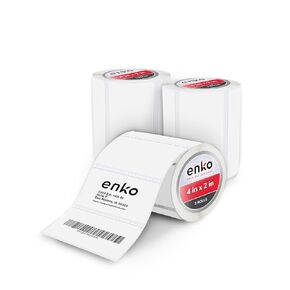 enKo 4" x 2" Labels for Zebra Desktop Printers (3 Rolls | 2,250 Labels) Direct Thermal Address Mailing Shipping Barcode FBA Stickers FNSKU Labels for Zebra and Eltron (Perforated)