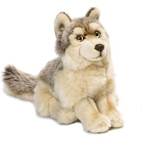TAMMYFLYFLY Little Silver Grey Wolf Lifelike Plush Beanbag Stuffed Animal Toy