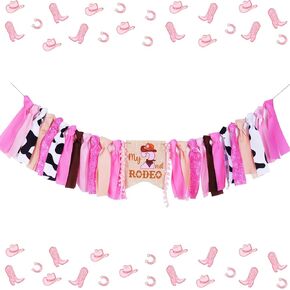 Kreatwow Western Cowgirl 2nd Decoritations - My 2nd Rodeo High Chair Banner - Pink Western Cowgirl Banner Second Hite -Second