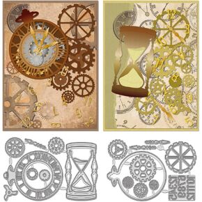 WADORN Pocket Watch Carbon Steel Cutting Dies Stencils, Watch Time Theme Templated Embossing Die Cuts Tool for DIY Card Making Carbon Steel Cutting Dies Material for Album Paper Craft Decoration